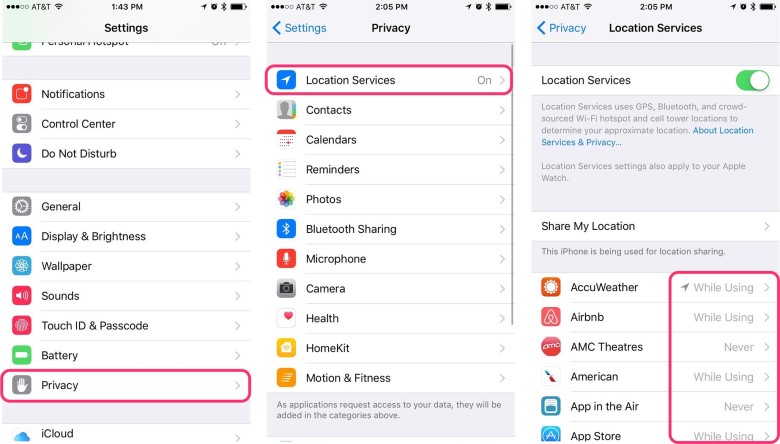 allow important apps location to free up iphone 