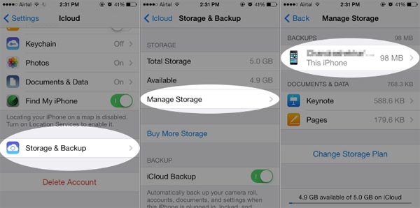 make iphone backup using icloud before deleting