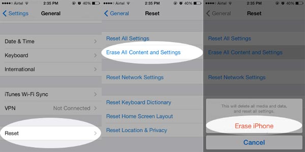 reset iphone by settings before trading iphone