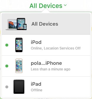 select disabled ipod in all device