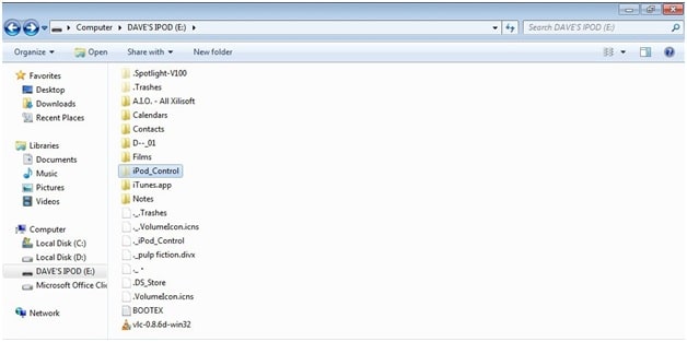 find ipod_control folder on computer