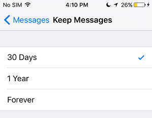 automatically delete saved messages iphone 30 days