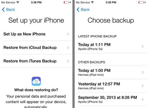 reset iphone and restore backup from icloud