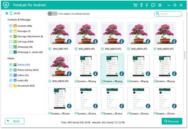 recover data via fonelab for android