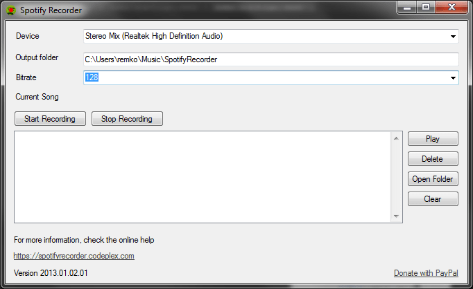 codeplex spotify recorder