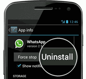 uninstall whatsapp android