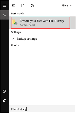 restore from file history backup windows 10