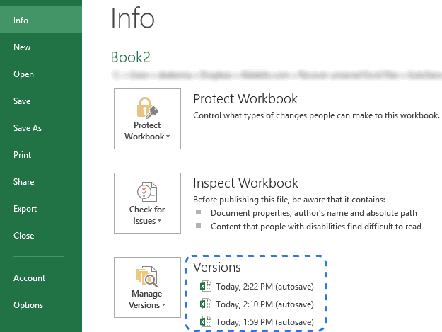 excel restore to pervious version on mac