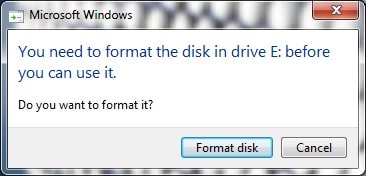 format the disk in the drive