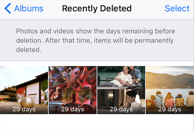 find iphone lost photos from recently deleted album
