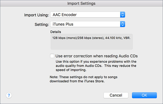 select import format settings to covert