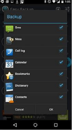 check the desired apps for backup