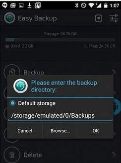 select backup location
