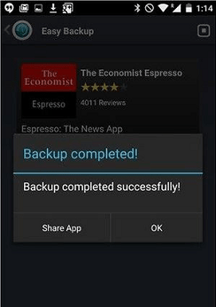 backup completed notification