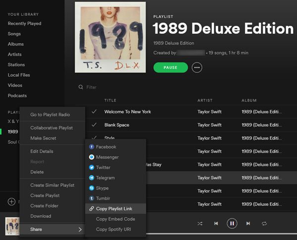 open spotify web player