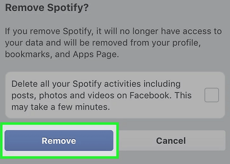 remove spotify from facebook