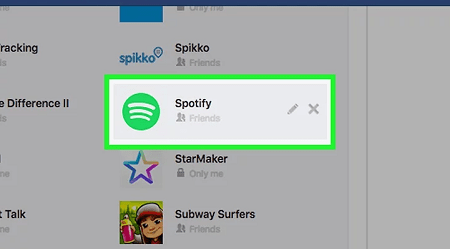 find spotify and click x on setting