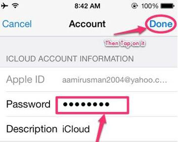 enter random  numbers as icloud password