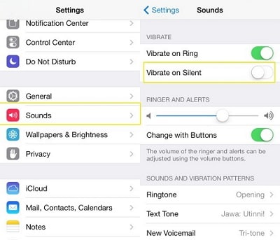 turn off iphone vibrate on silent by settings 