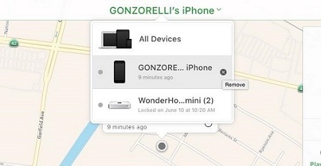 remove selected iphone from find my iphone