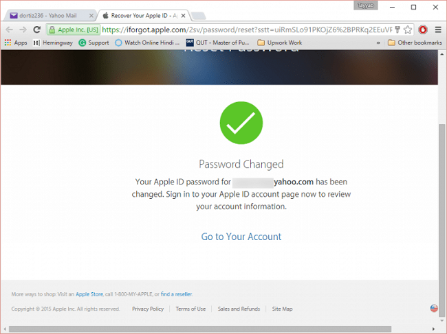 unlock apple id with new password