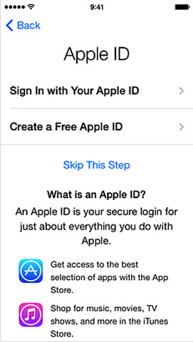 login apple id to restore iphone