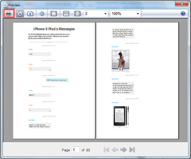 print text messages from an iphone on pc