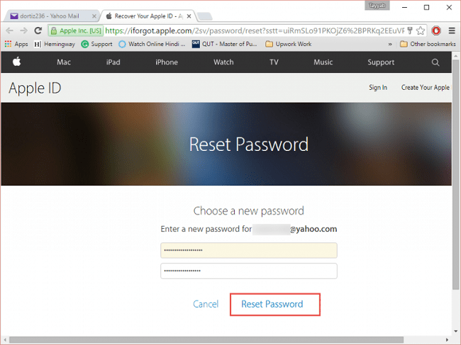 create new apple id password