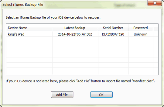 import iTunes backup file