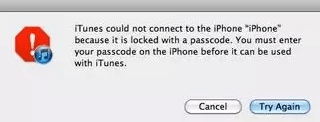 itunes could not connect because it is locked with passcode