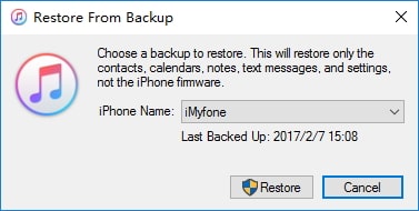 restore iphone from itunes backup after reset