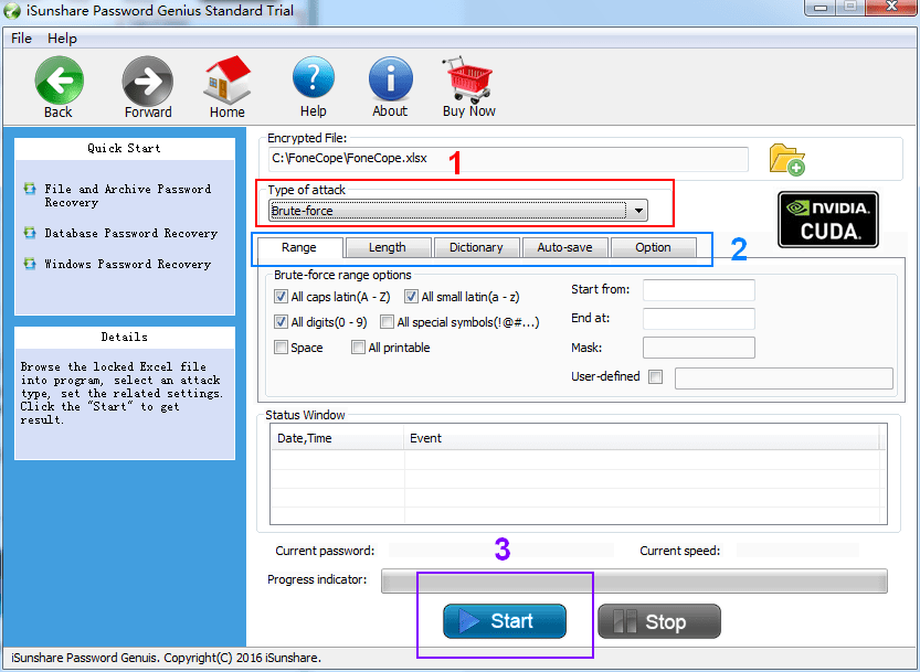 start recovering password protection from file