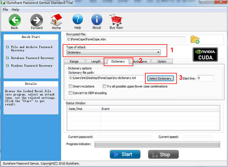 dictionary attack to recover password