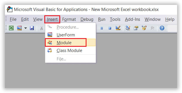 select insert and module in visual basic