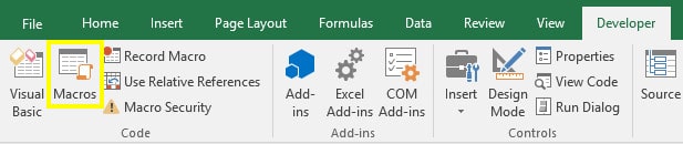 create new excel and click macros