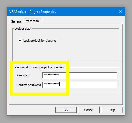 set new password in the new excel
