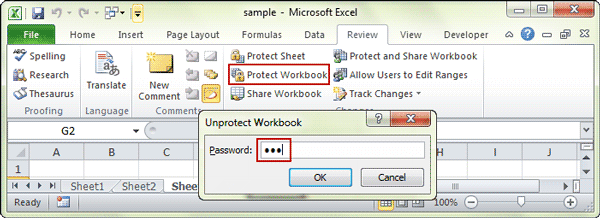 unprotect workbook to disable read only in excel 2016