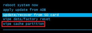 wipe cache partition on recovery mode