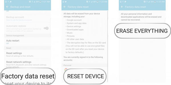 erase everything to factory data reset