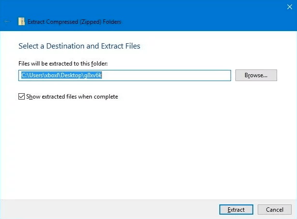 select extracted files when complete