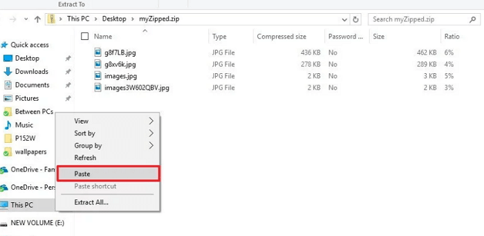 open a zip file on windows 10