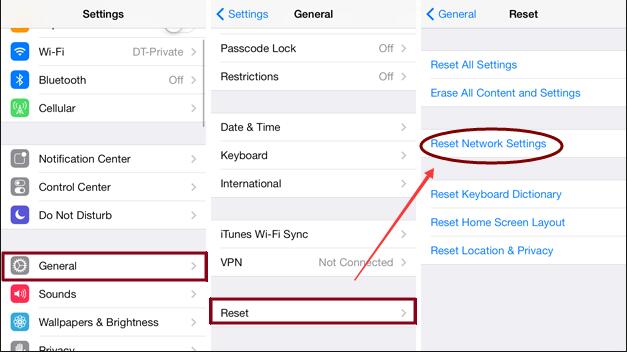 reset iphone network settings