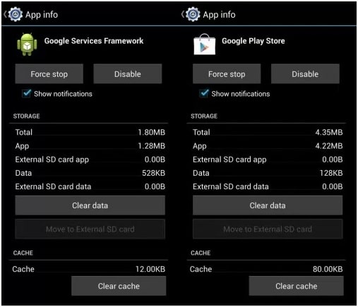 clear google play data and cache