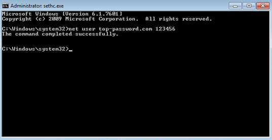 enter command to change windows 7 password