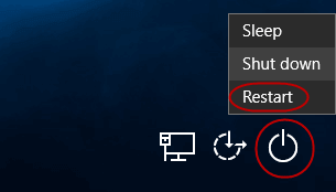 click power button and select restart