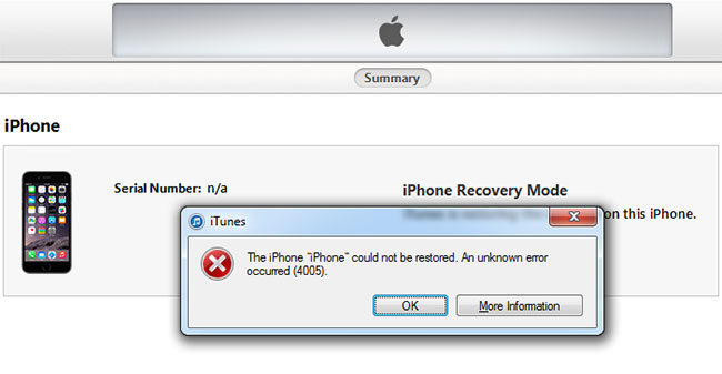 what is itunes iphone error 4005