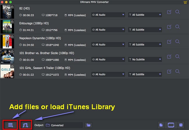 add drm files or load itunes library