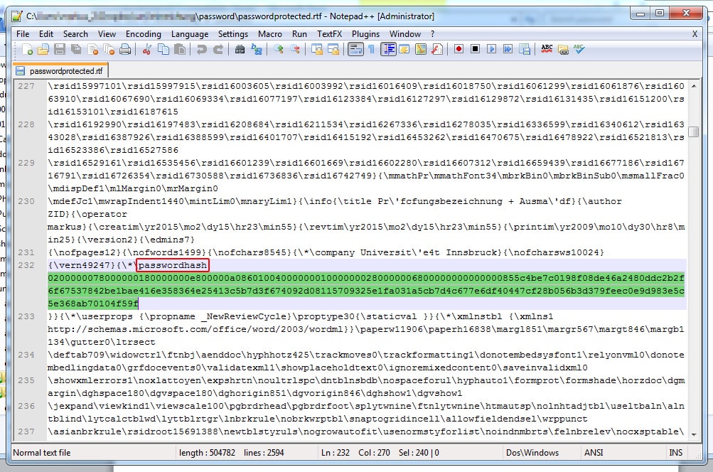 replace the highlight part after passwordhash with other words