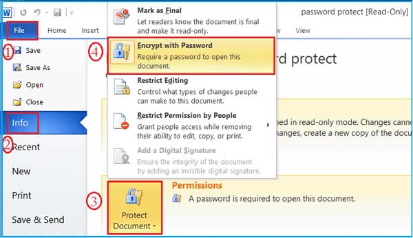 locate the encrypt with password