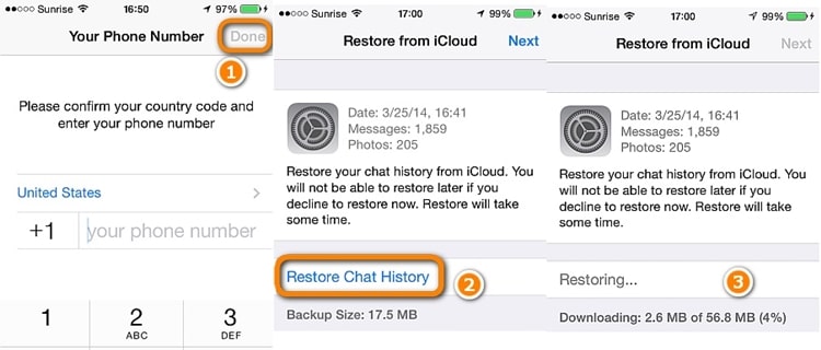 restore whatsapp chat from icloud